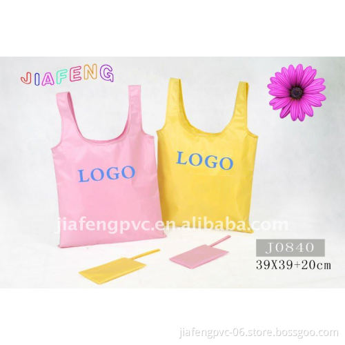 Pink and Orange, Vestlike Cotton Shopping Bag with Patch Handle